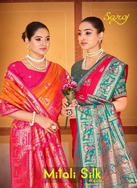 Mitali Silk Vol 2 By Saroj Wedding Wear Banarasi Silk Saree Wholesale Suppliers In Mumbai
